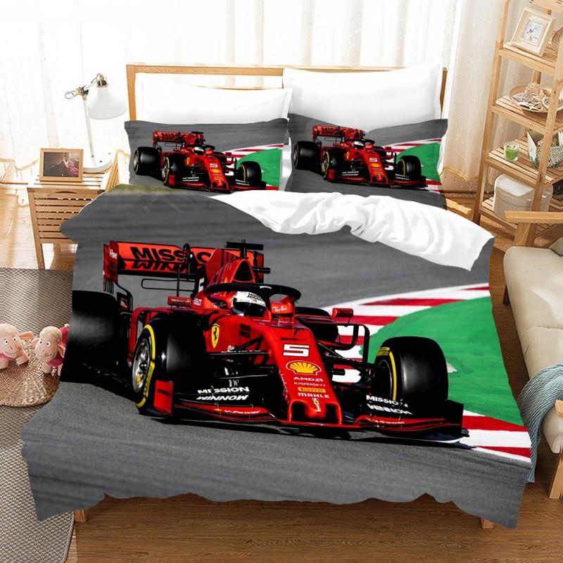 Red Racing Car F1 Game Racer Bedding Set Boys Girls Twin Queen Size Duvet Cover Pillowcase Bed Kids Adult Home Textileextile