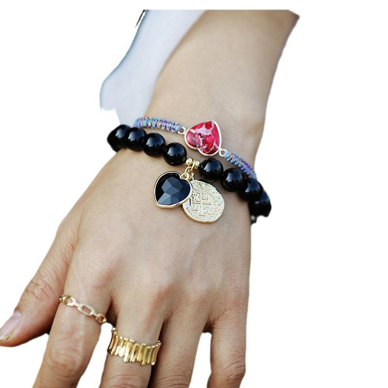 Simple Light Luxury 10Mm Natural Stone Amethyst Elastic Handmade Beaded Bracelet Versatile Couple Jewelry