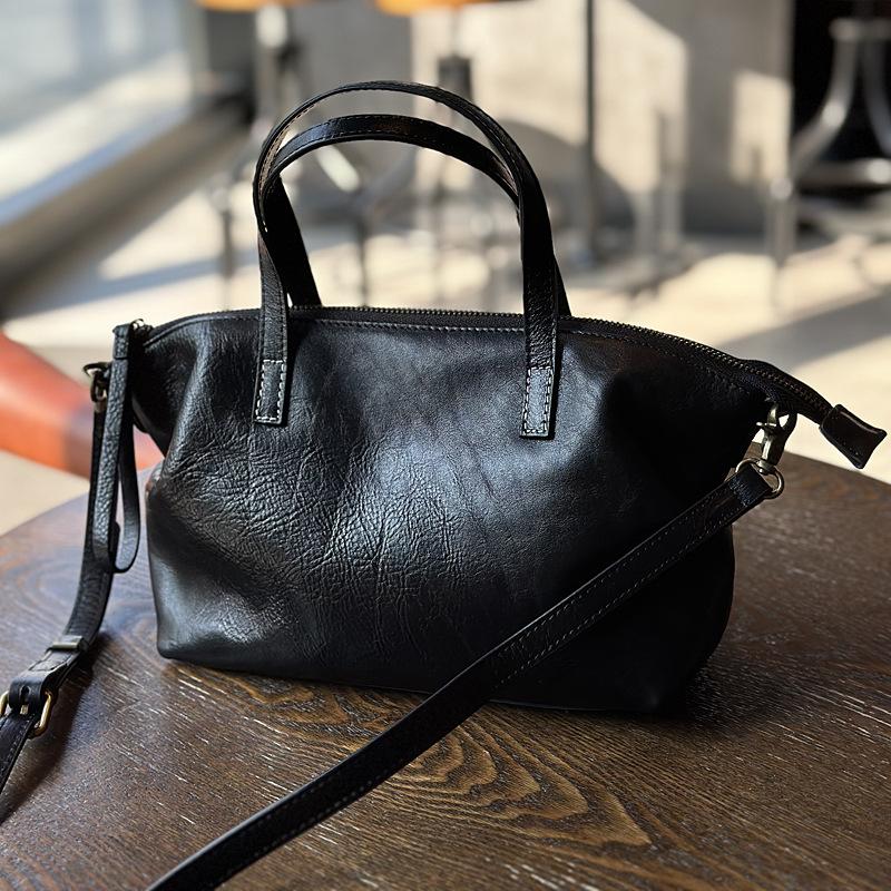 

Johnature Повседневная универсальная женская сумка из натуральной кожи, простые однотонные сумки на плечо из натуральной мягкой яловой кожи чёрный