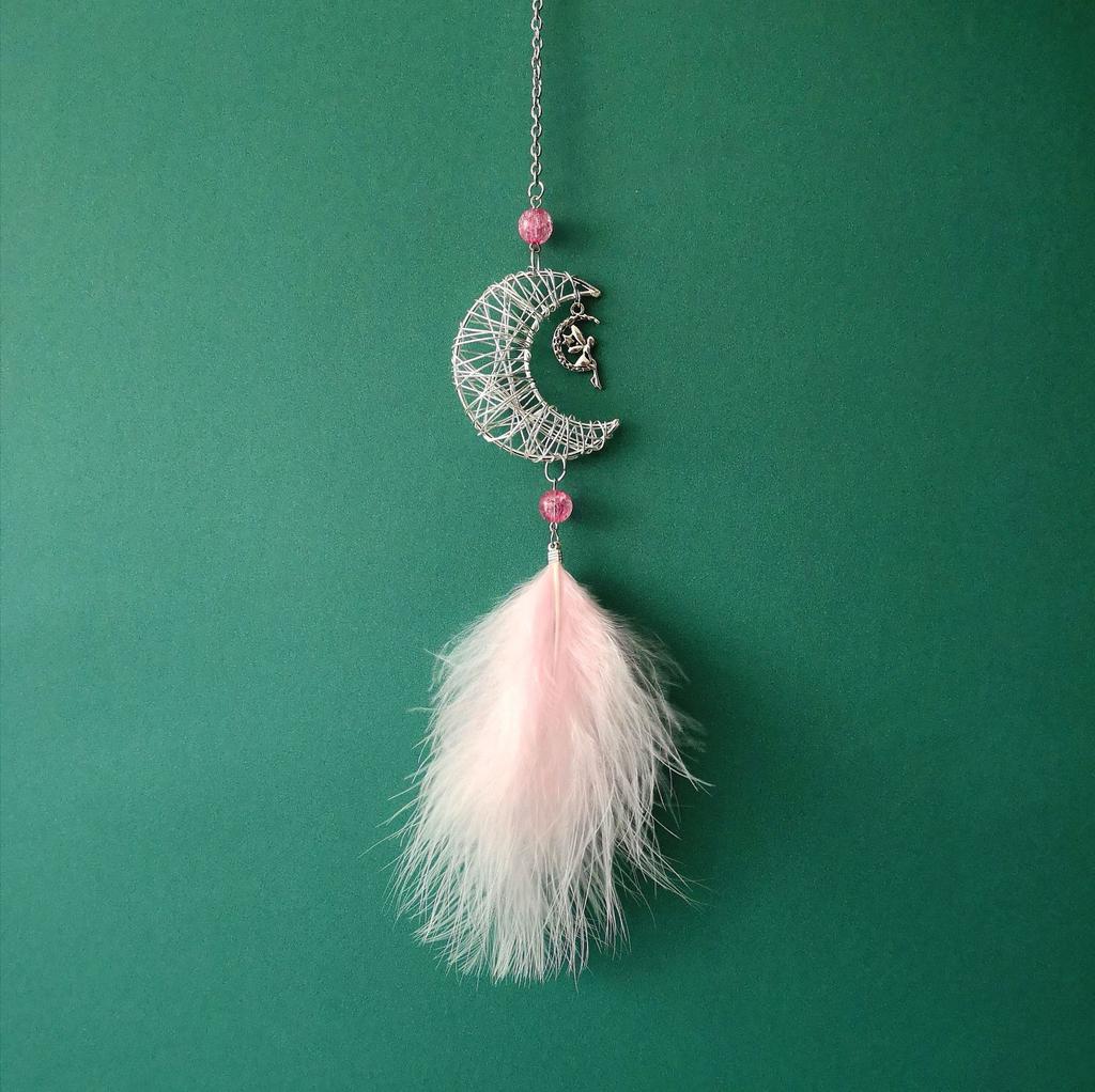Car Hang Ornaments Stars And Moon Wind Chimes Feather Car Rearview Mirror Pendant Styling Decoration Auto Interior Accessories
