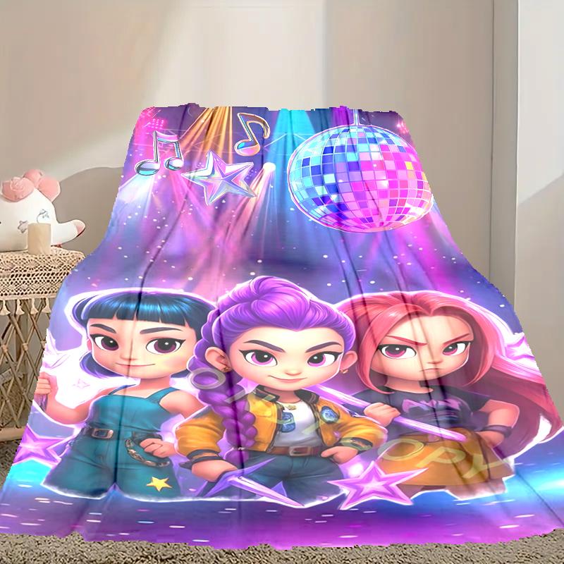 [1pc Kpop Demon Hunters Blanket] All-Season Blanket - Cozy Blanket for Sofa Couch Home Decoration, Digital Printed Nap Blanket