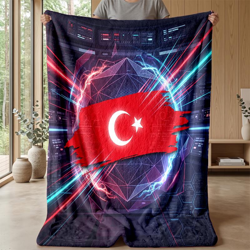 Turkey Football Printed Flannel Blanket Skin Friendly Warm Decorative Throw for Indoor Couch Bed Daily Use