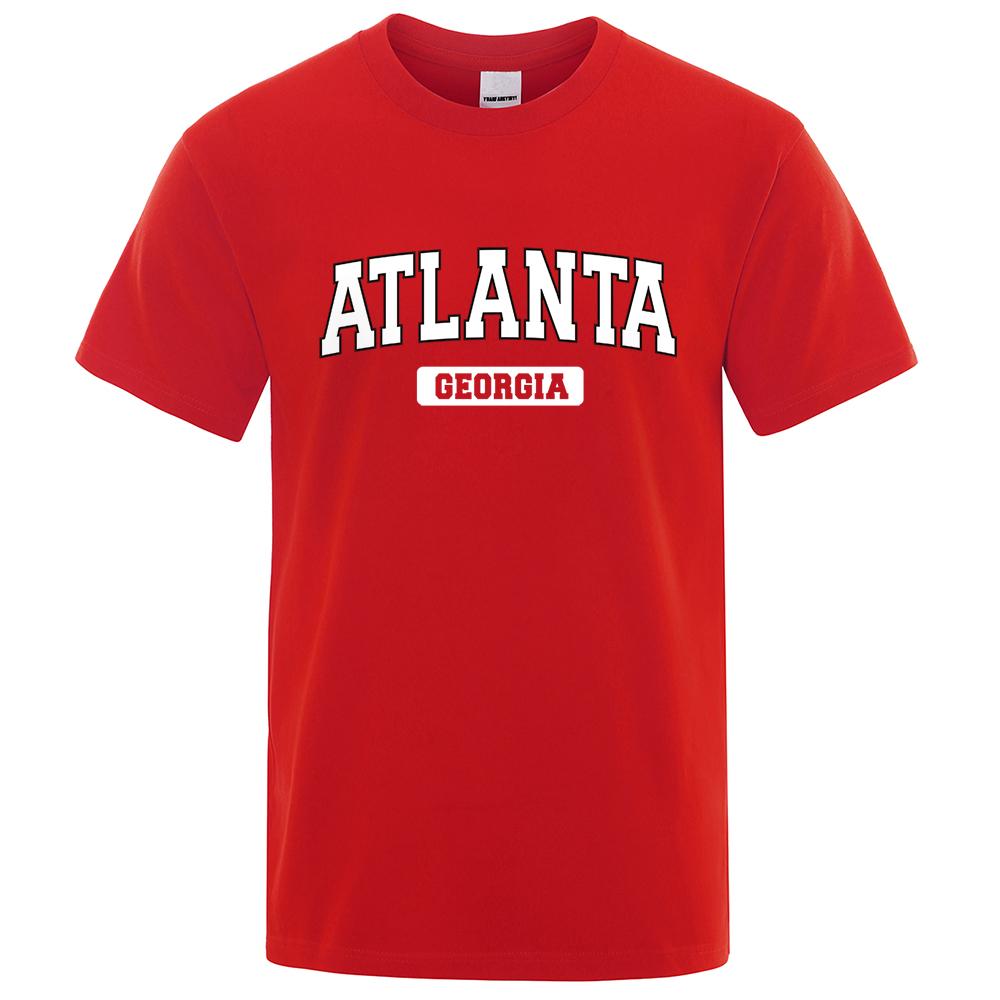 

Атланта Джорджия США Городские футболки с буквами Мужские летние футболки оверсайз Хлопковые свободные футболки Модные дышащие мужские футболки с коротким рукавом S