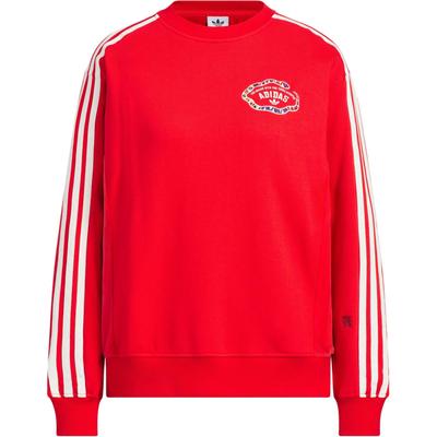adidas Originale FW24 CNY Jahr der Schlange Limited Edition Einfarbig Vielseitiger Mode-Pullover Langarm-Sweatshirt Damen-Sweatshirt Rot JL8424