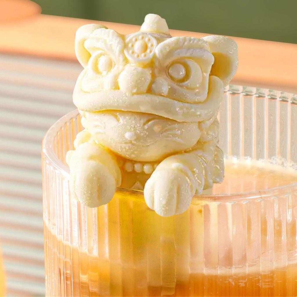 Einfaches Entformen Eisform Hängebecher Löwenform Eiswürfelform Flexibler Silikon-Eisbereiter für Cocktails Kaffee Langlebig