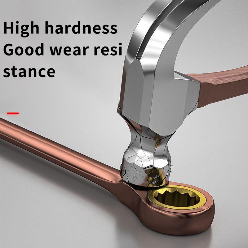 Double Head Ratchet Wrench , 6-27mm Chrome Vanadium Steel, Reversible Combination Spanner for Auto & DIY Repairs