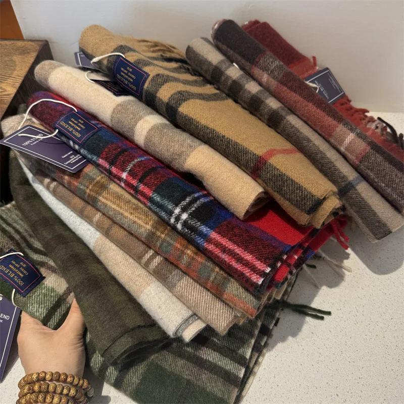 Winter Women Scarf Luxury  British Pashmina Classic Plaid Soft Female Male Imitation Cashmere Thermal Muffler Men Shawl