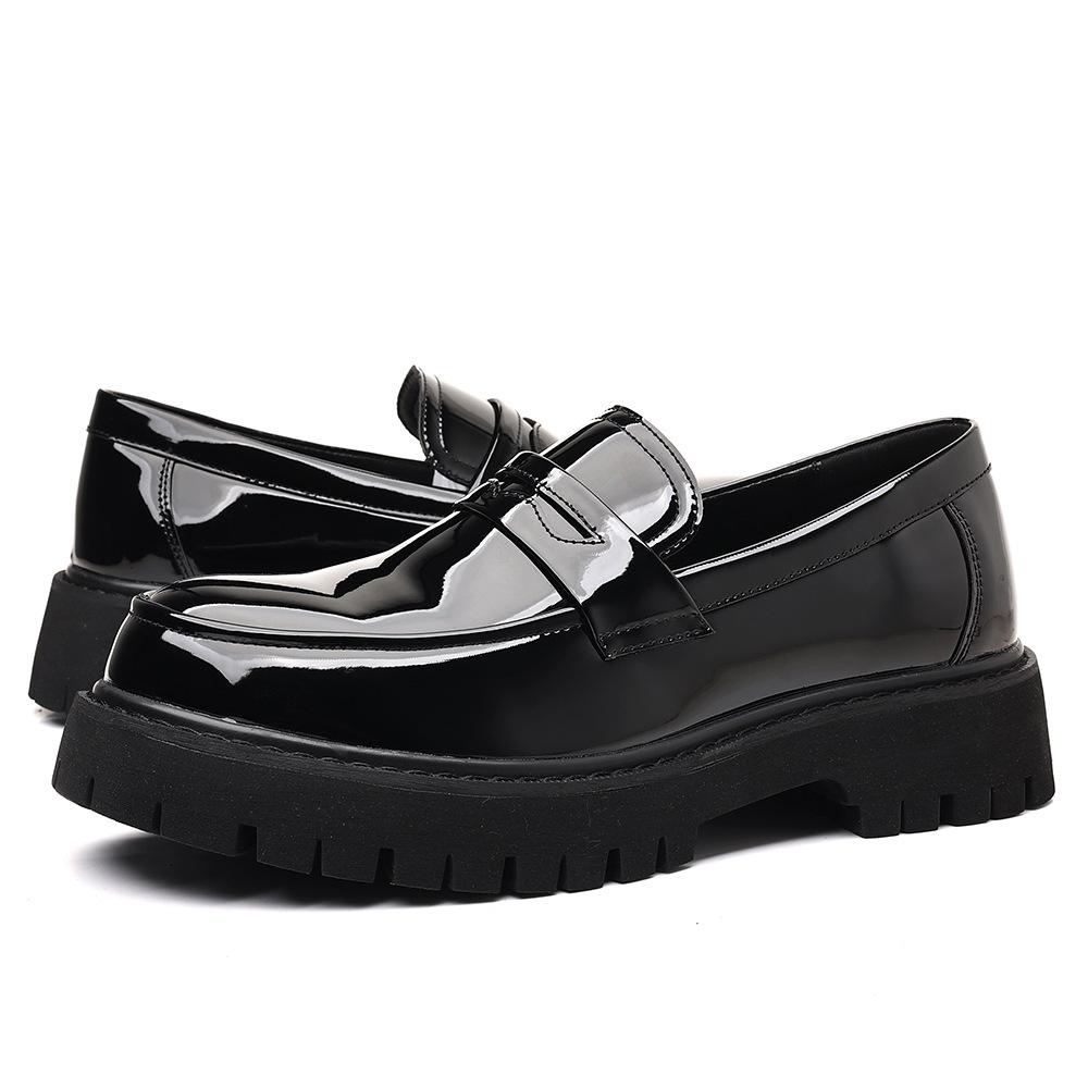Large size new casual leather shoes fashionable platform foot loafers trendy British style business men's shoes 48