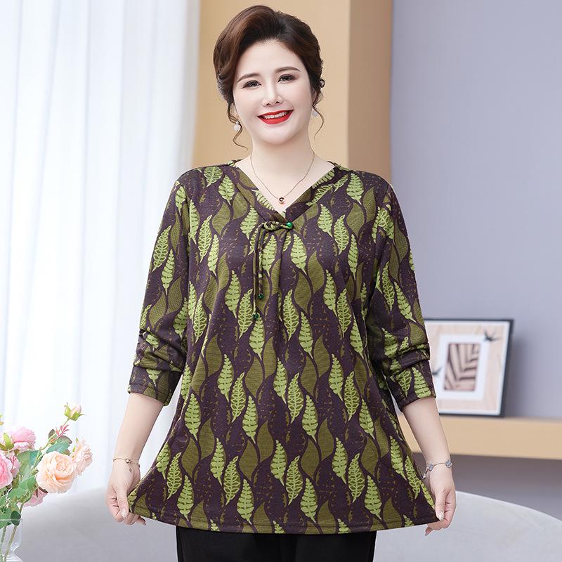 

2025 Plus Size Long Sleeve Casual Top for Middle-Aged Women – Spring/Autumn Collection 7XL