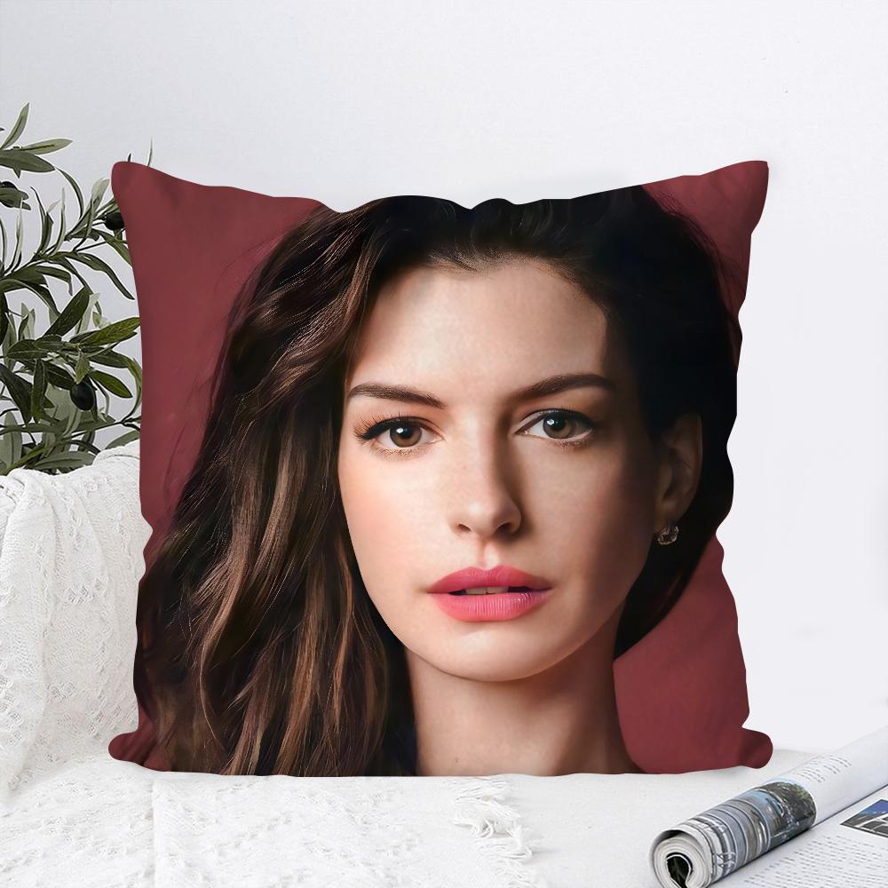 Anne Hathaway Pillow Case Square Pillow Bedroom Sofa Leisure Comfort Cushion Car Living Room Home Decoration