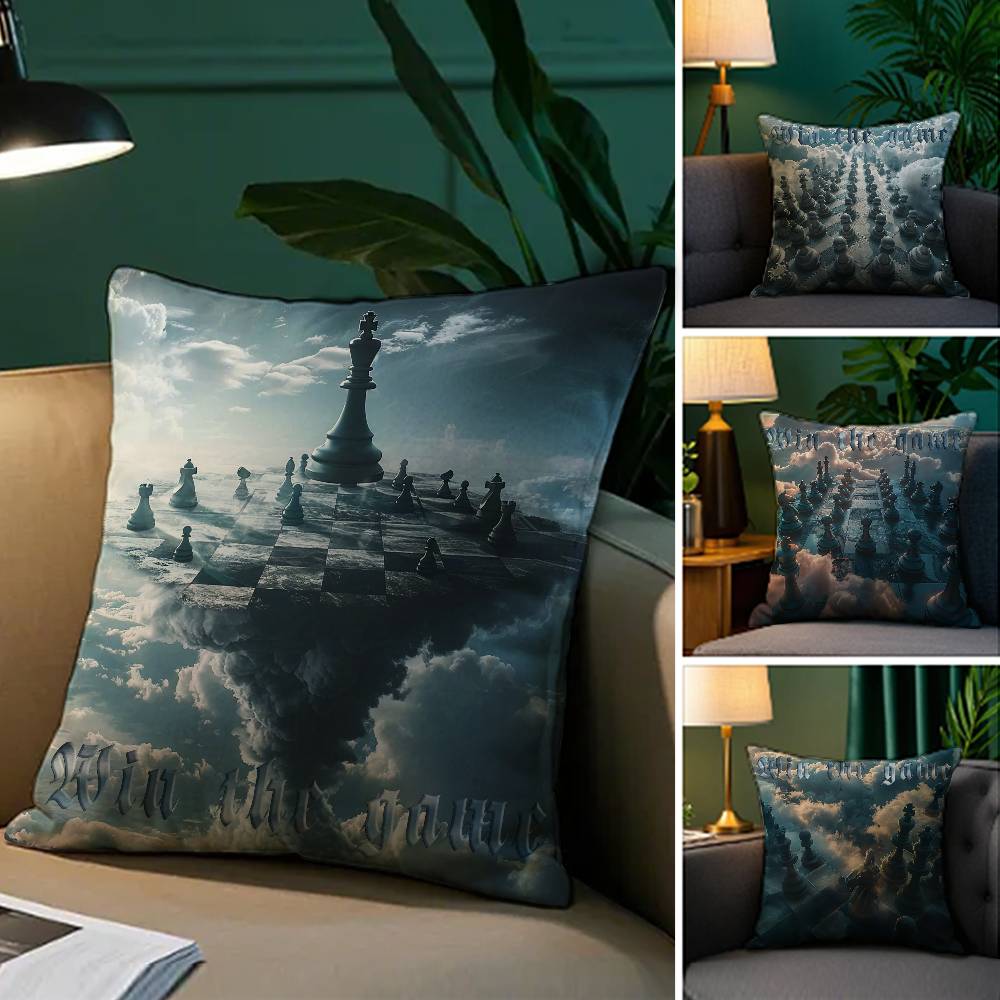 Beautiful Cloud Chess Picture Pillow Case Comfort Sofa Bed Silky Elegant Invisible Zipper Decorative Cushion Cover