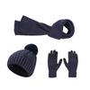 3Pcs/Set Winter Hat Scarf Gloves Set Solid Color Windproof Plush Ball Hat Neck Warmer Touch Screen Gloves Set