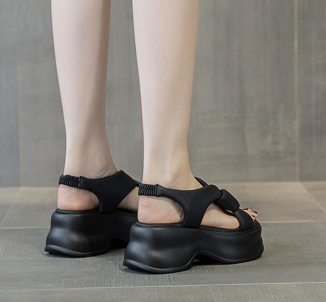 Fashion High Quality 8cm PU Women Peep Toe Weave Natural Cow Genuine Leather Platform Wedge Fashion Slippers ROME Moccasins Summer Shoes