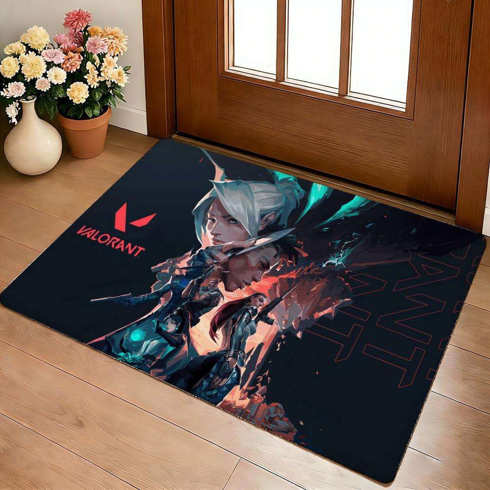 Game V-ValorantS Cool Floor Mat Cozy Flannel Soft Thick Non-Slip Mat For Living Room Bedroom Kitchen Decor Rugs
