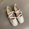 Sheepskin version~ French cross-strapped red Mary Jane shoes flat single shoes women's shallow mouth evening wind fairy ballet shoes