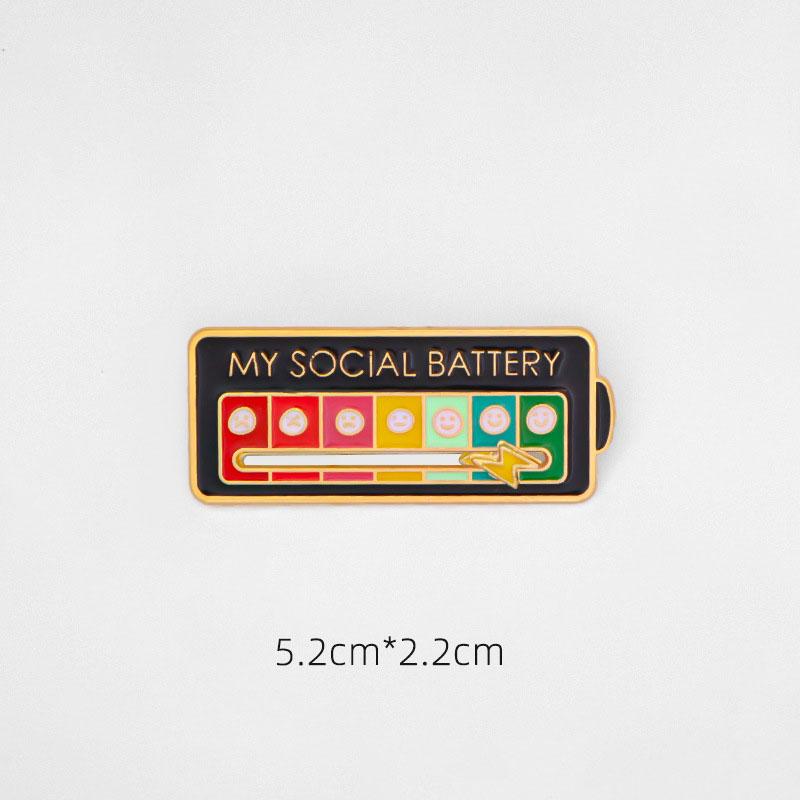 

Забавная эмалевая булавка My Social Battery, булавка на лацкан, двигайся под настроение, как и ты, ювелирная художественная брошь, металлический значок, подарок на День святого Валентина 1pc