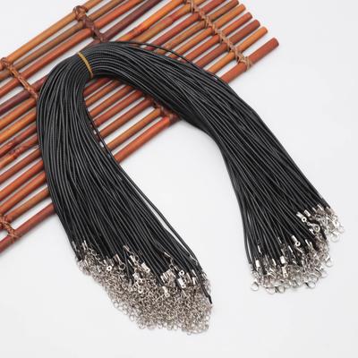 Koreański DIY Czarny woskowany naszyjnik ze skóry z zapięciem homara
