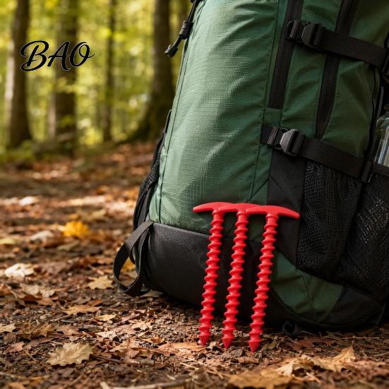Tent Pegs Set 10Pcs Plastic Screw-in Stake, Heavy Duty T-shaped Canopy Peg, Stakes Windproof Spiral Ground Stake for Outdoor Camping Hiking Garden