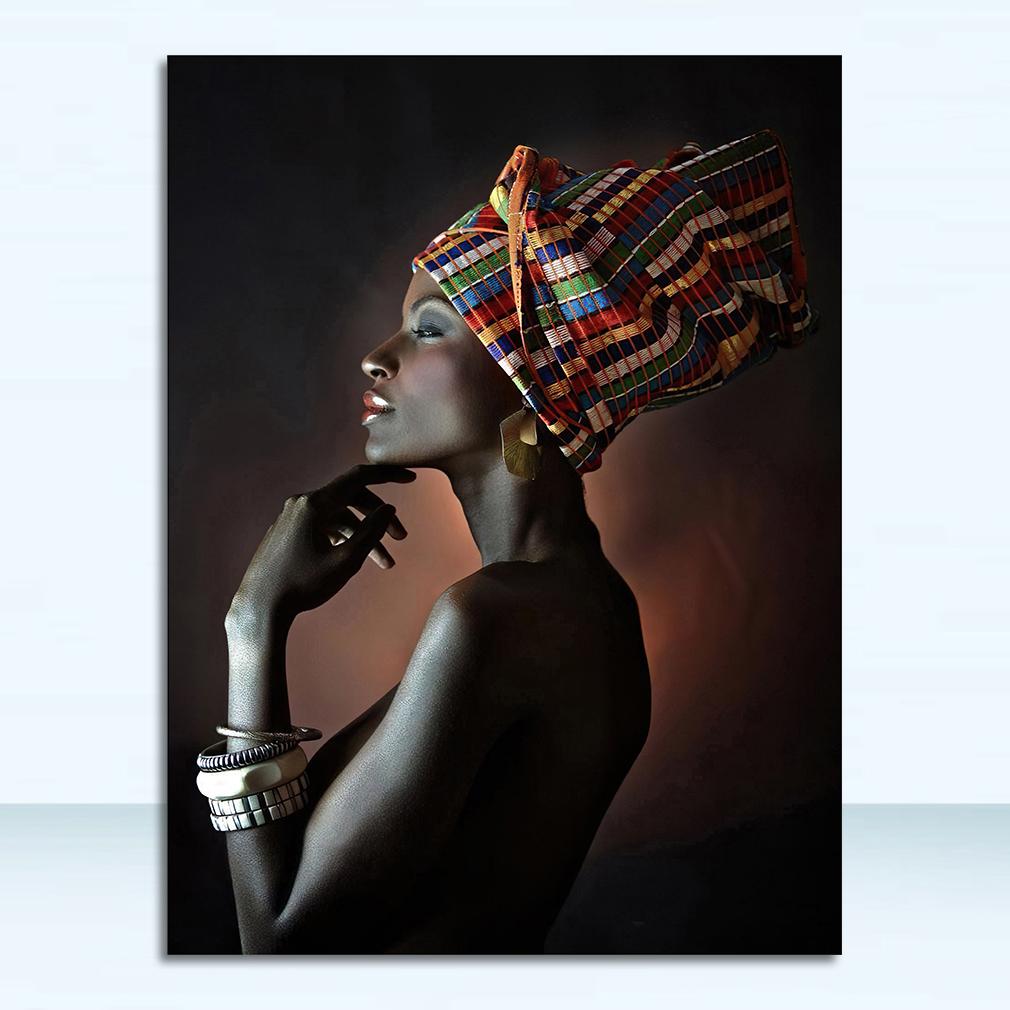 

Африканская женщина индийская повязка портрет холст живопись постеры и принты скандинавская настенная живопись картина для гостиной 21x30cm No Framed