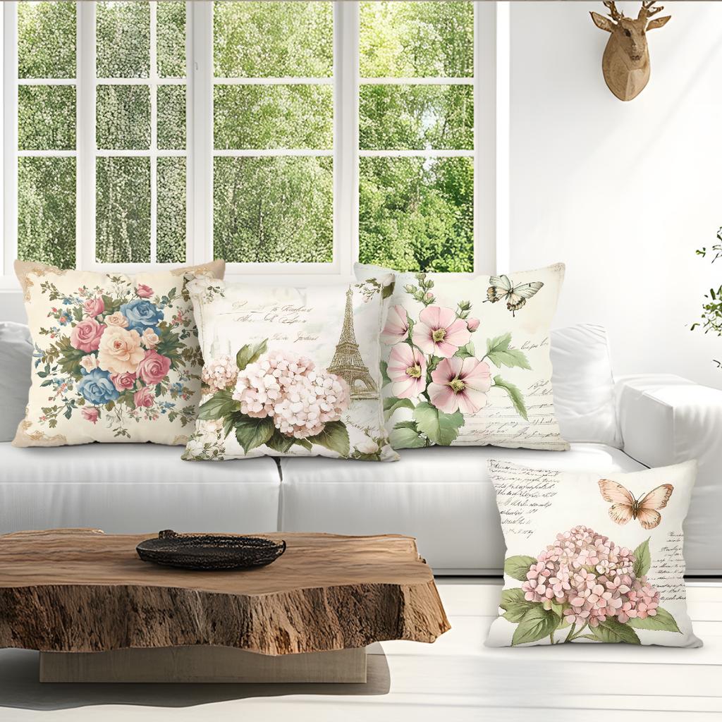 Retro Floral Design Cushions Pillowcase Polyester Cushion Cover Throw Pillow Pillowcover Home Car Sofa Decor