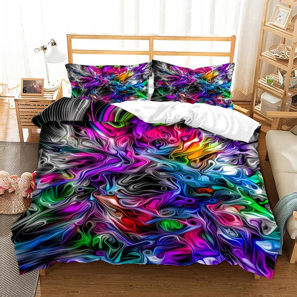 3-teiliges einseitig bedrucktes Serie Buntes Muster Bettbezug Bettwäscheset Bequemes Atmungsaktives Laken Bettdecke Bequemes Bettwäscheset