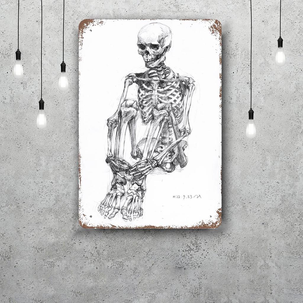 skeleton Vintage Tin Sign Home Decor Wall Decor Art Wall Mural Room Decoration Decor Retro Metal Sign Plate Bar Posters