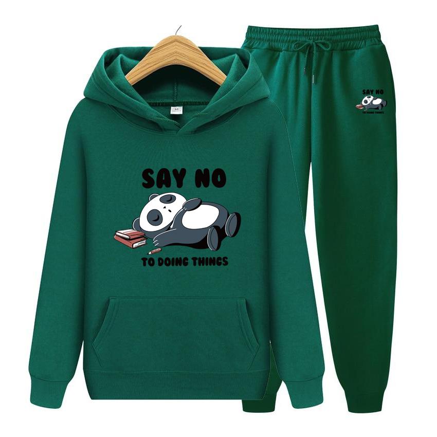 Hooded Sweatshirt Women's Hoodie Say No Men Suit Hoodie Two Pieces Set Autumn Men's Hoodie + Pants Sets
