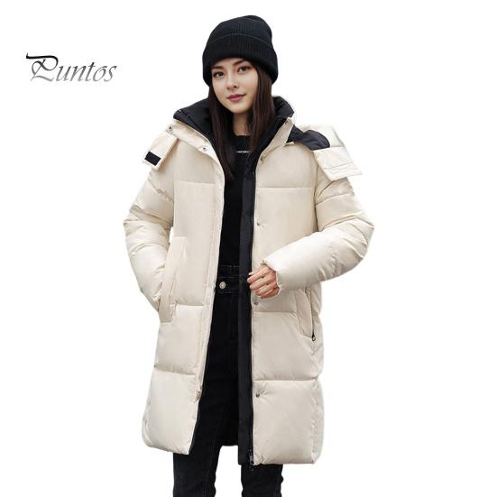 

Зимнее пуховое пальто Утепленное с капюшоном Воротник-стойка Карманы Карманы на молнии Ветрозащитное Сохранение тепла Повседневная верхняя одежда для холодной погоды Хлопковая куртка M белый