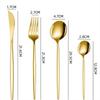 24Pcs Gold Tableware Sets Stainless Steel Cutlery Knife Tea Fork Coffee Spoon Flatware Dishwasher Safe Dinner Kitchen Dinnerware