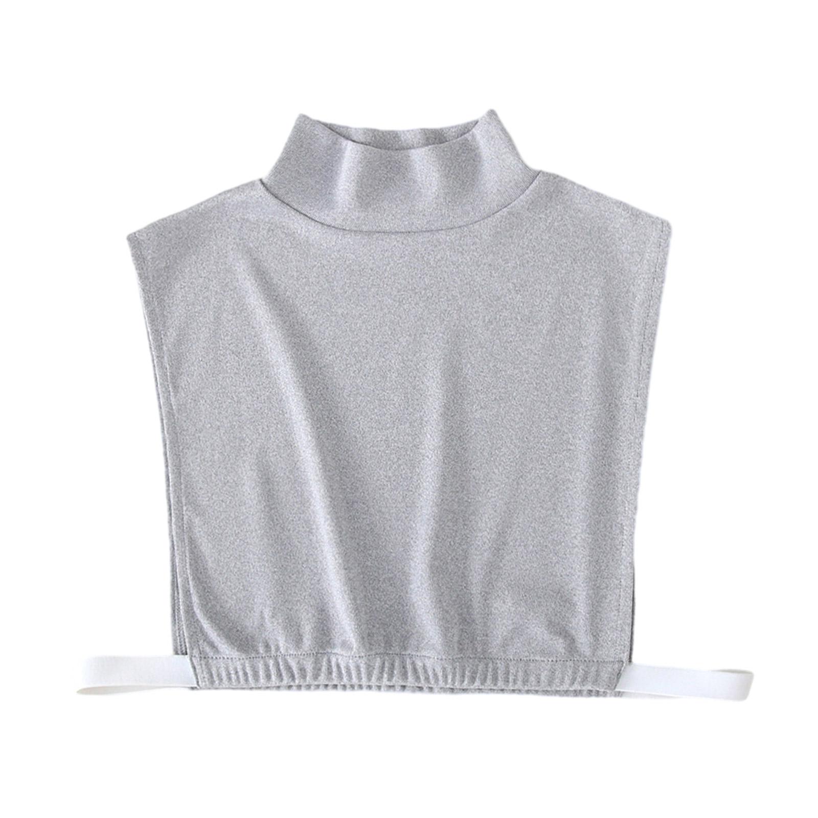 

Женский съемный воротник-стойка, универсальный, элегантный, вставка-воротник, однотонный полутоп, блузки, согреватель для шеи XL серый