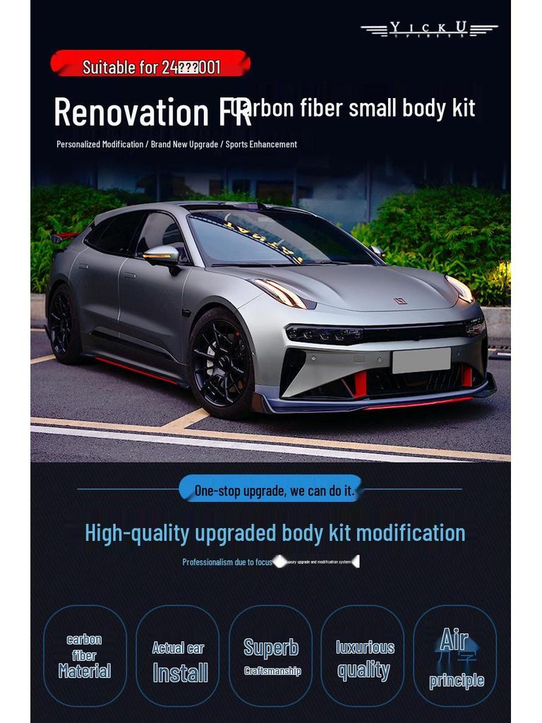Zeekr 001 '24-25 Carbon Fiber Body Kit: Front Lip, Rear Diffuser, Side Skirts, High Tail Wing