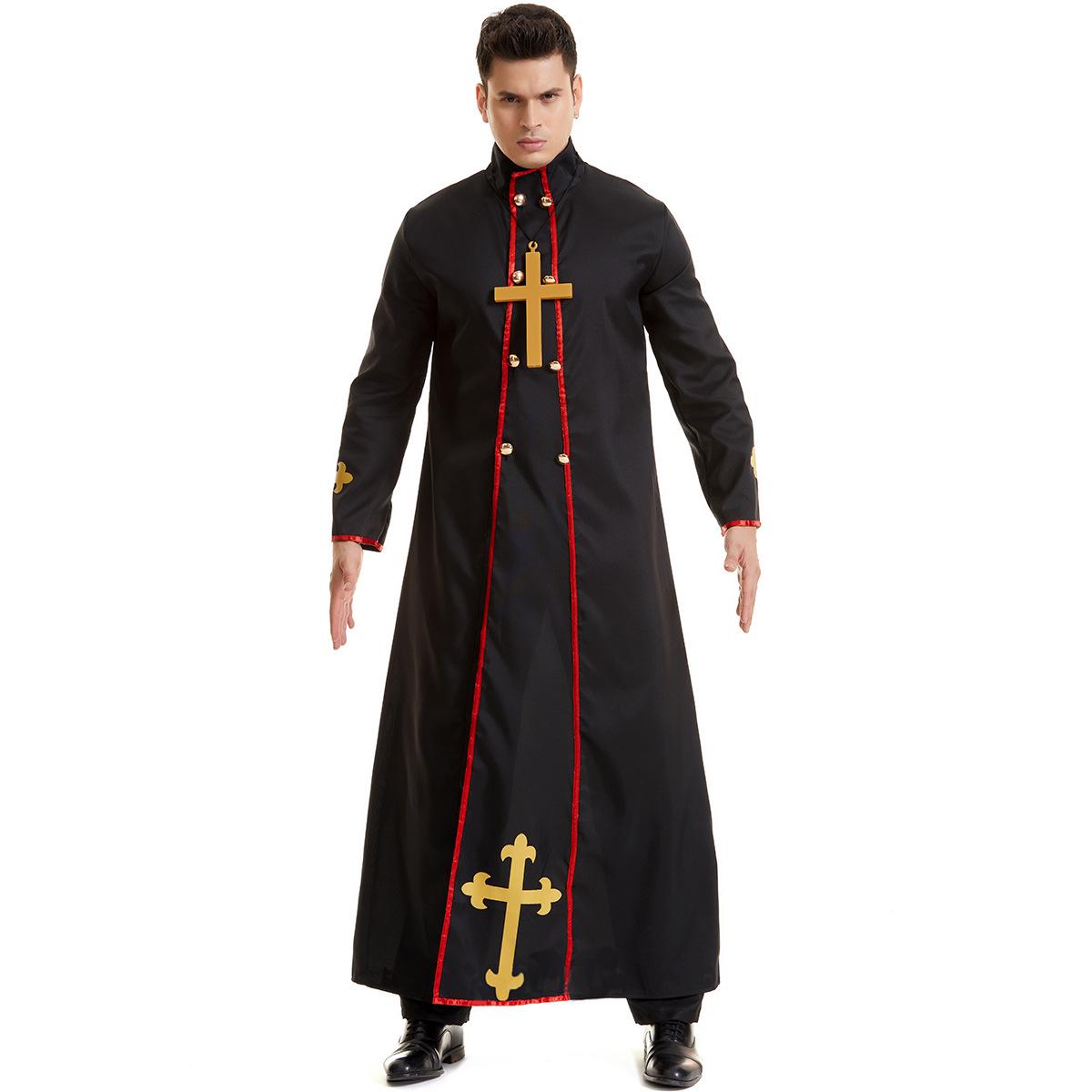 

Halloween men s priest costume, men s holiday priest costume, medieval role-playing costume XL