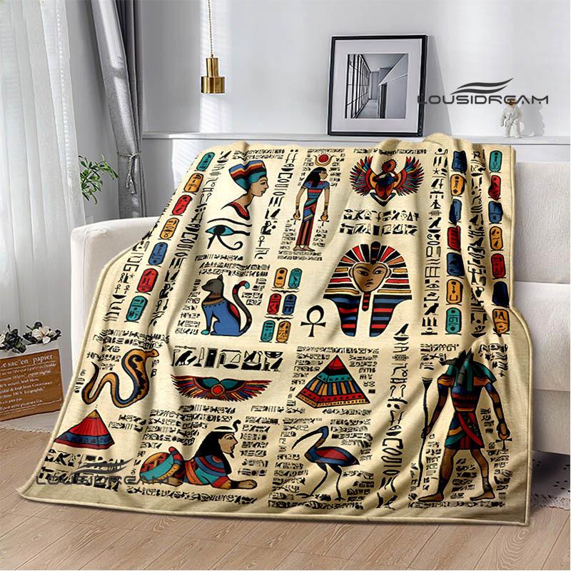 Egyptian pictograph symbol printed blanket Picnic blanket Warm Flannel blankets Home bed linings blankets for beds Birthday Gift
