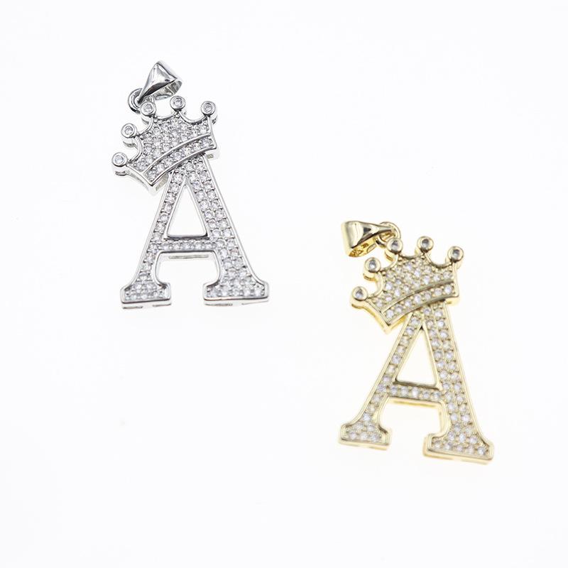 26 English Letters Women'S Letters Crown Pendant Necklace Zircon Pendant Jewelry
