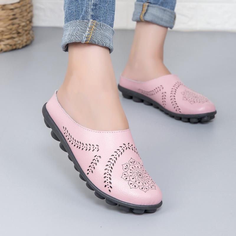 Nuove pantofole primavera ed estate scarpe da madre casual in pelle a taglio basso con fondo piatto Doudou scarpe da donna taglia grande