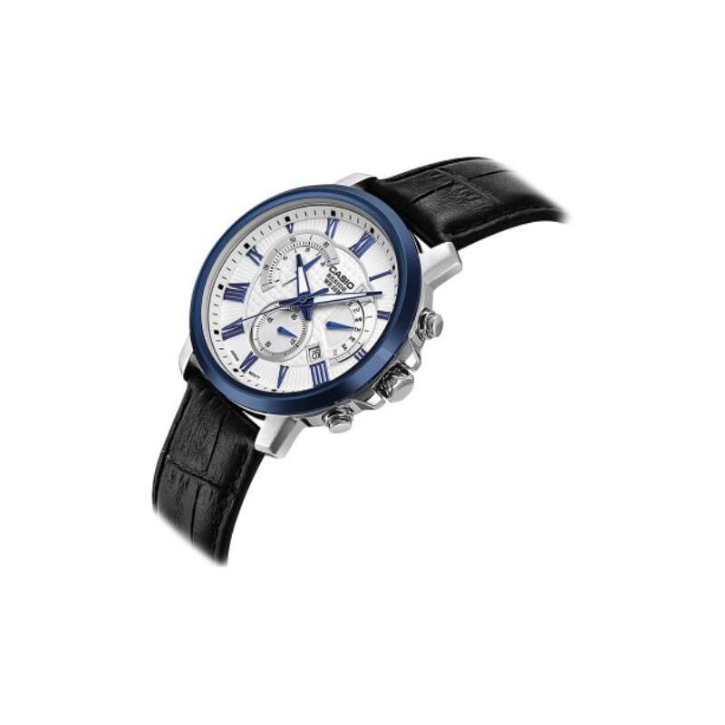Casio men's quartz watch leather strap white dial quartz movement leather strap Japanese and Korean watch men's watch white dial BEM-520BUL-7A1