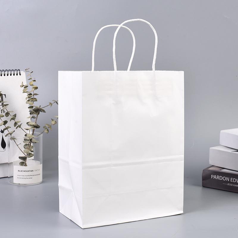 Custom White Kraft Paper Tote - Small Gift/Food Packaging Bag