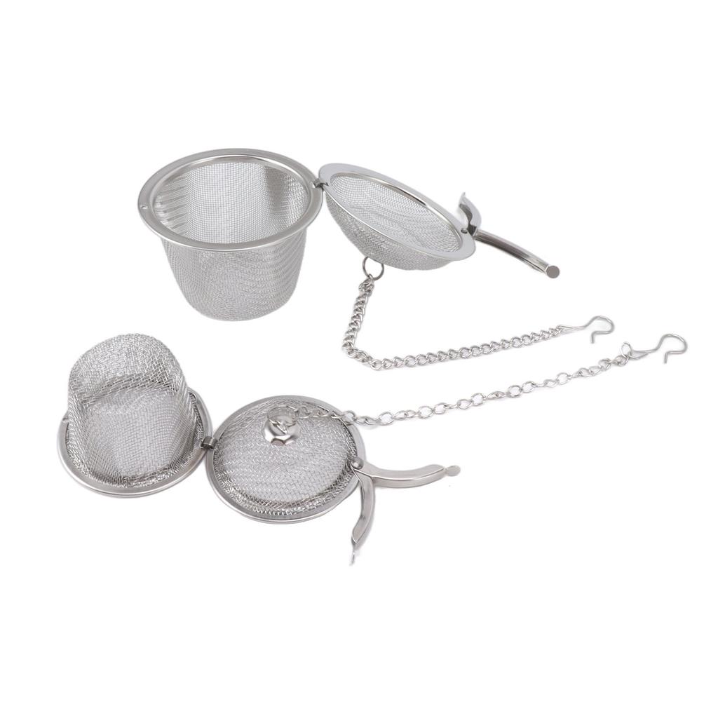 2pcs Mesh Tea Stainless Steel Tea Strainer with Hook Chain for Spice Soup Tea Herbs