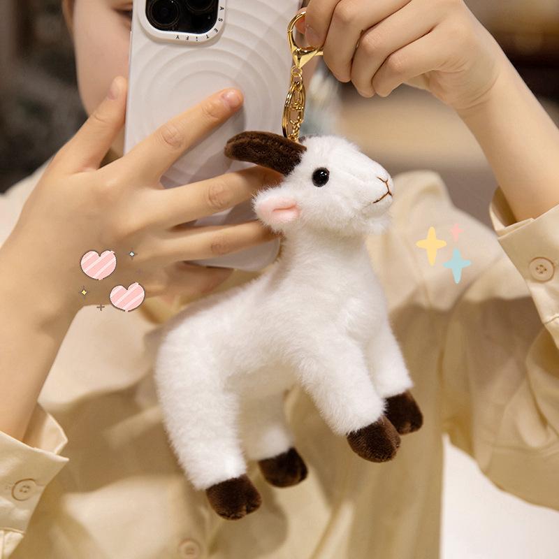 Simulated Goat Doll Pendant Cute Aries Black Plush Toy Doll Backpack Keychain Hanging Doll