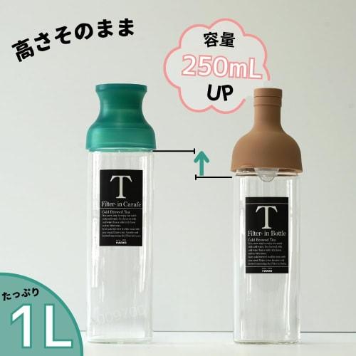 HARIO Filter-in-Bottle Carafe, Heat-Resistant Glass, 1000ml Capacity, Gray, for Cold Brew Tea, Made In Japan, FIR-100-TGR