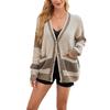 Women S V Neck Oversized Color Block Knit Cardigan Sweater