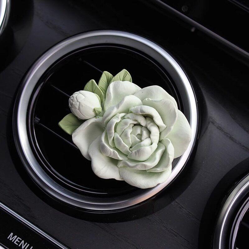 Jasmine Flower Car Perfume Aromatherapy Car Air Conditioner Vent Decoration Diffuser Stone Flower Car Interior Ornament Goddess Style