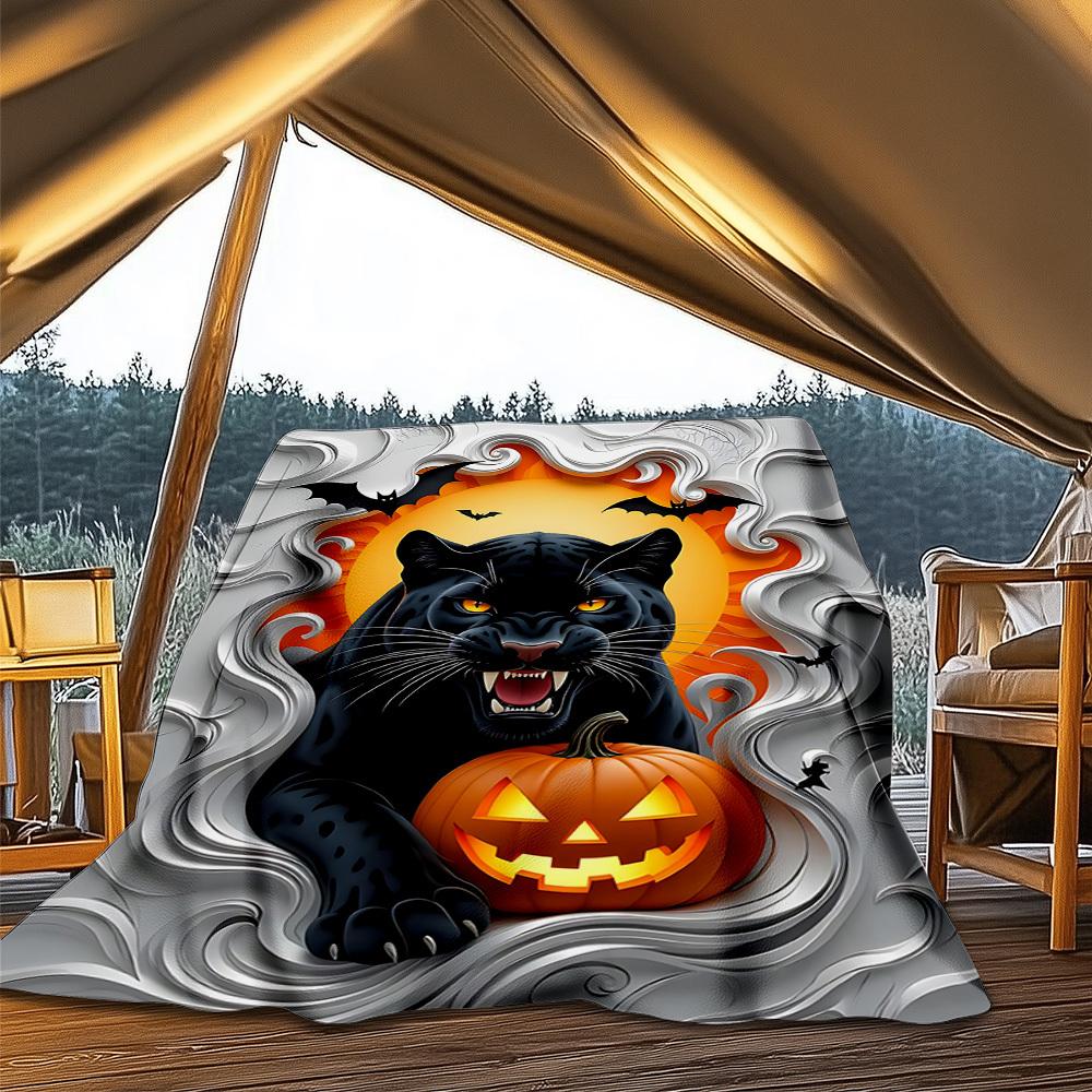 1pc Black Panther Print Outdoor Blanket, Lightweight Polyester,