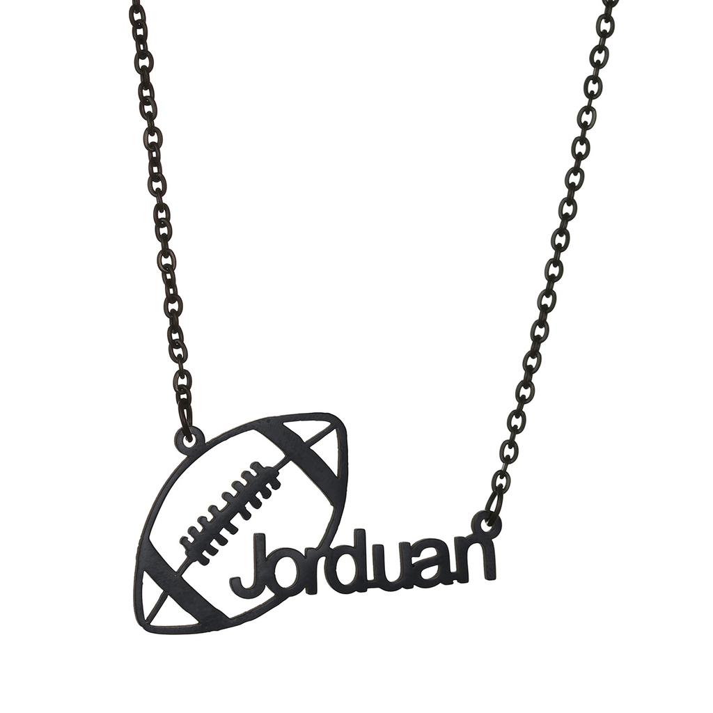 Atoztide Personalisierte Individuelle Fußball Sport Name Halskette Edelstahl für Damen Herren Anhänger Mode Geburtstag Schmuck Geschenk