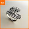 BF CLUB 925 Sterling Silver Ring For Women Jewelry Retro Big Leaf Open Vintage Handmade Ring Allergy For Party Birthday Gift