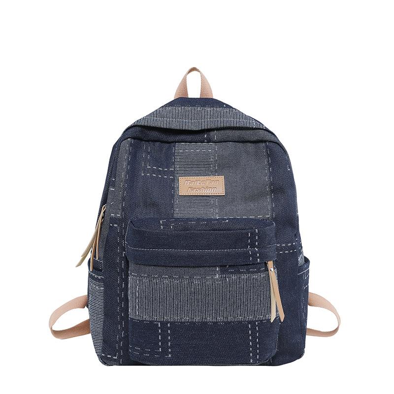 Schoolbag Trendy Retro Denim Backpack Male and Female Couples College Students School Bag Leisure Travel Backpack