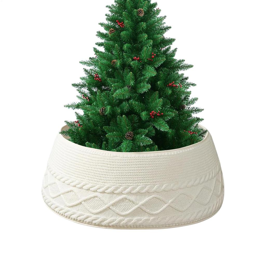 new Knitted Christmas Tree Ring Christmas Tree Stand Base Cover Farmhouse Rustic Seasonal Festive Party Decorations for Offices
