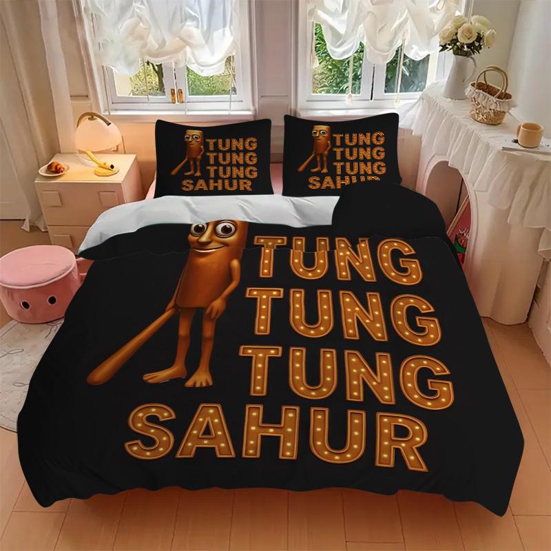 Golden Sahur Celebration Print 3Pcs Bedding Setduvet Cover With 2 Bedropillowcase Home Birthday Gift