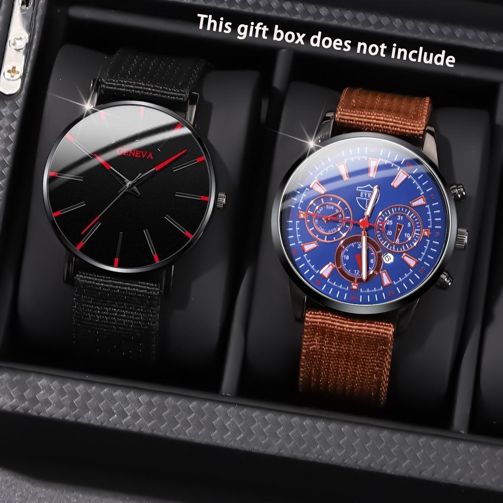 Watch 2-Piece Set Men S Nylon Strap Watch Quartz Watch Fashion Set Watch