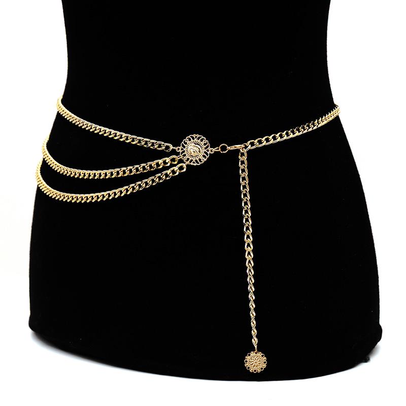 Dames Sexy Zilver Goud Meerlagig Retro Kwastjes Taille Riem Ketting Lichaams Sieraden